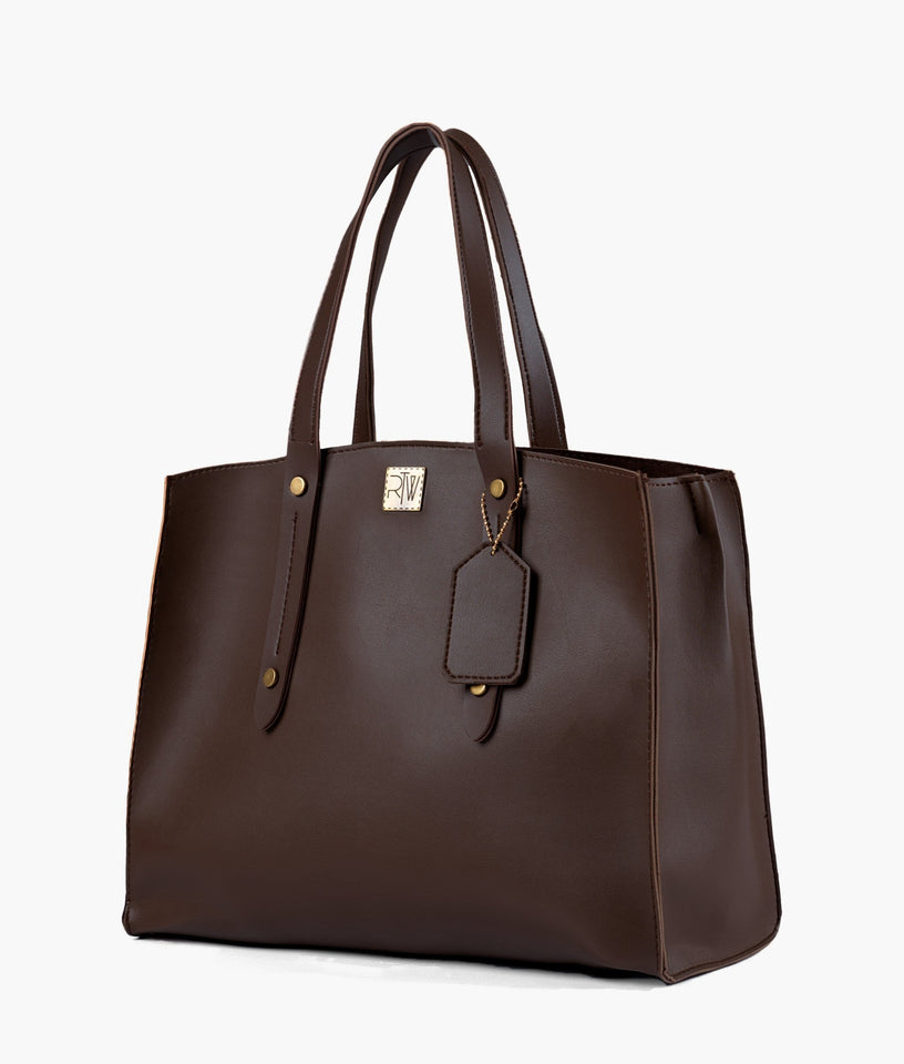 Dark brown multi compartment satchel bag