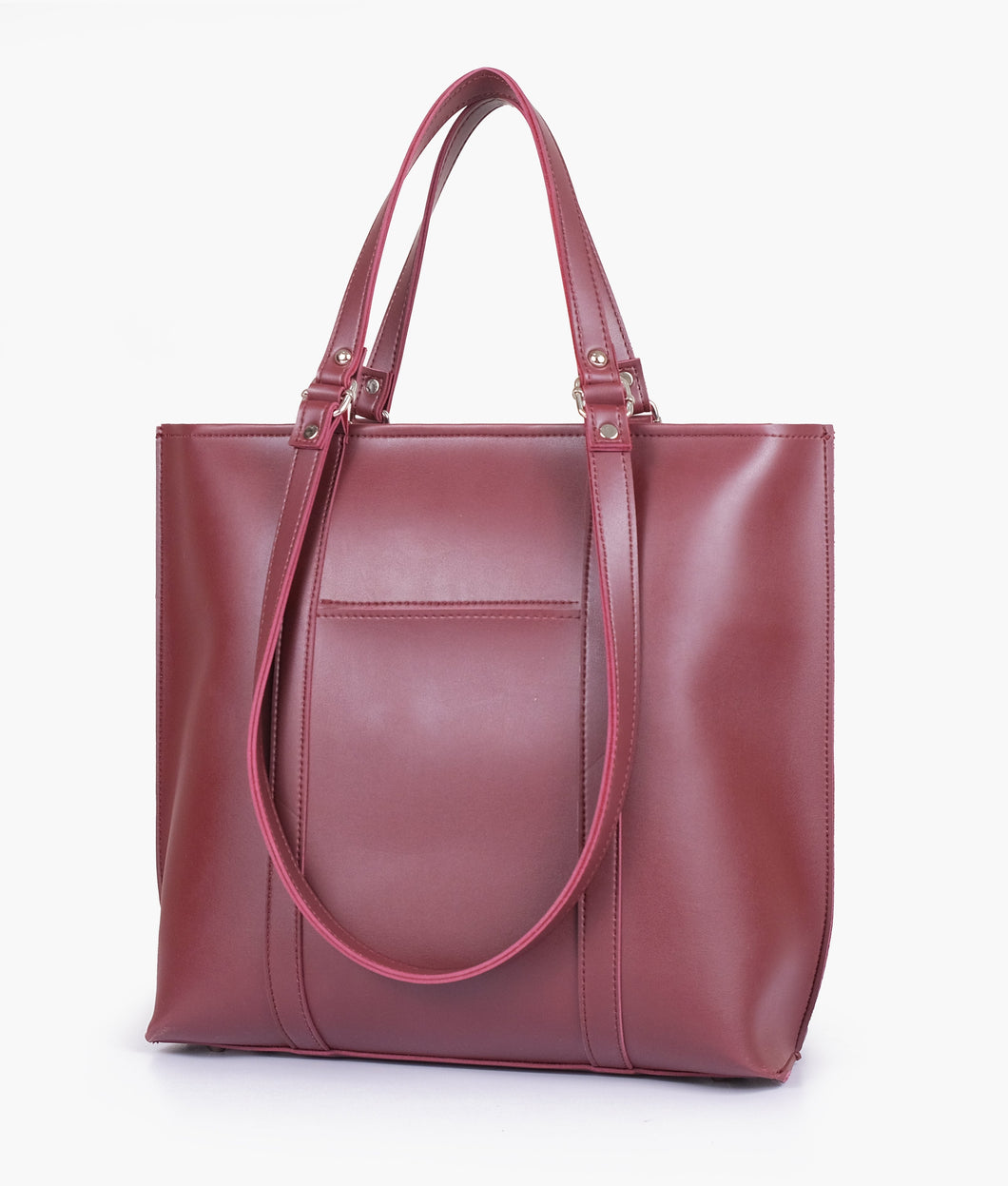 Burgundy double-handle tote bag