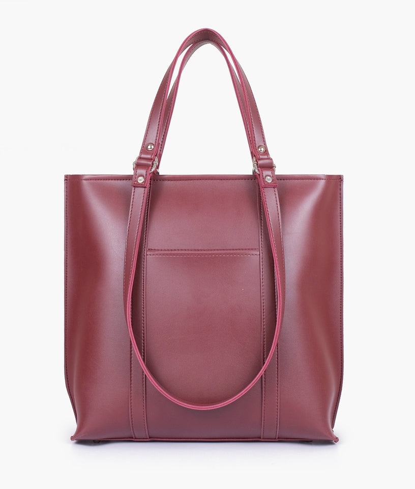Burgundy double-handle tote bag